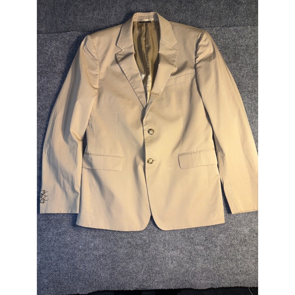 Prada Milano Blazer Mens 32 Beige Oxford Notch Lapel Single Breasted Two‎ Button